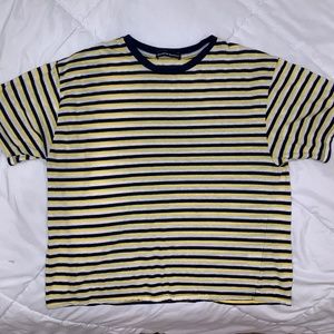 Brandy Melville Striped Yellow and Navy T Shirt